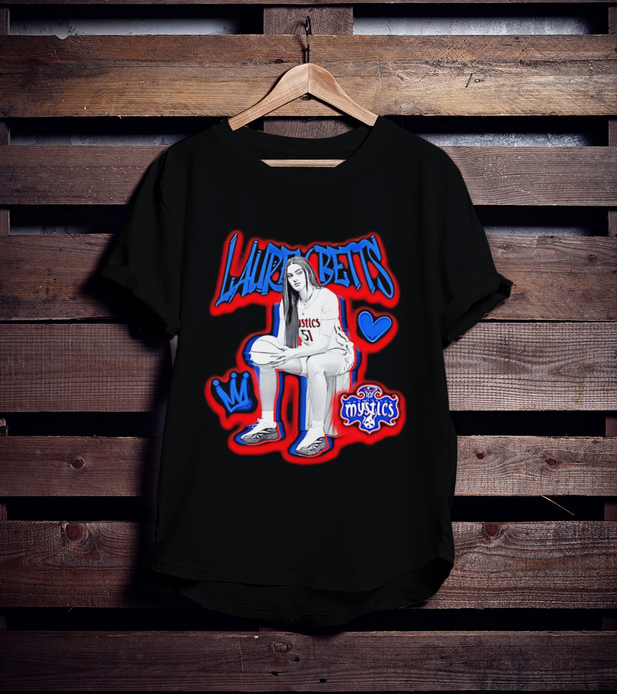 Lauren Betts Washington Mystics Basketball No. 51 Mystics Logo And Heart T-Shirt