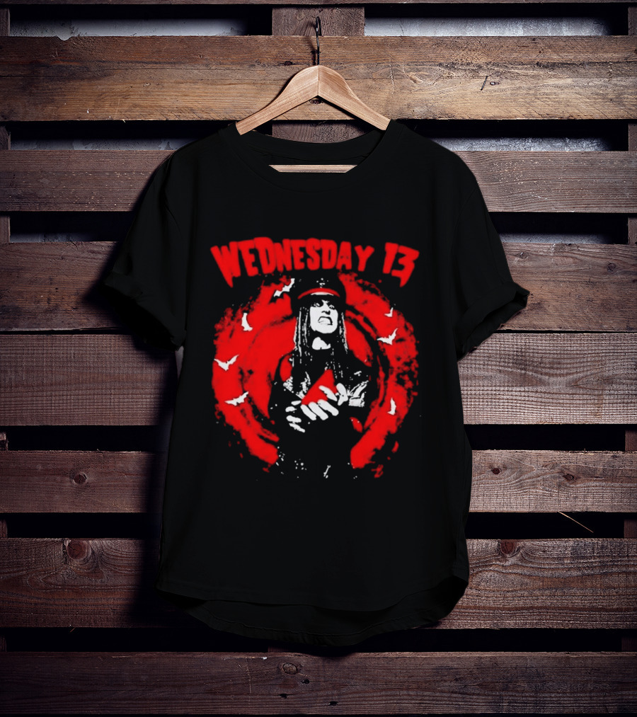 Wednesday 13 Devil Made Me Do It Horror Gothic Bats T-Shirt