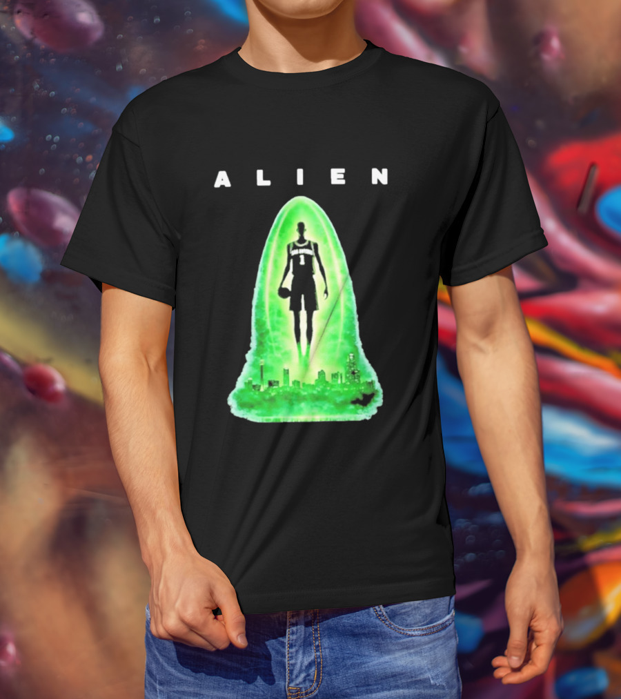 Alien Wemby San Antonio Alien Basketball Cityscape T-Shirt
