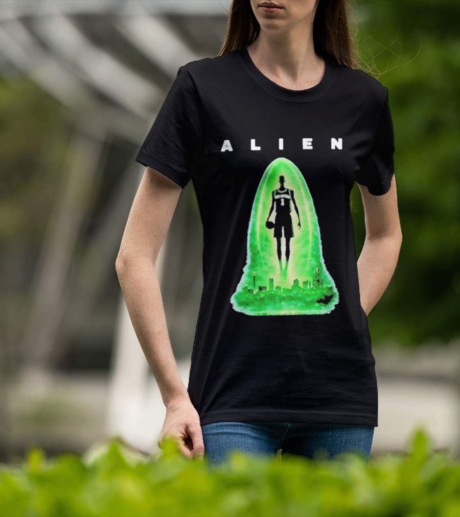 Alien Wemby San Antonio Alien Basketball Cityscape T-Shirt