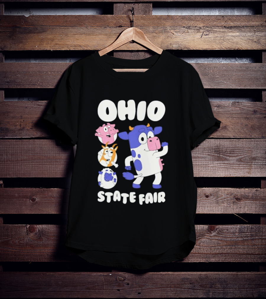Blue Spotted Cow Pink Pig White Orange Goat Blue Sheep Farm T-Shirt