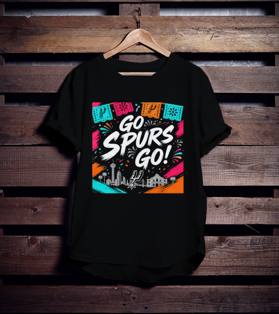 Go Spurs Go San Antonio Skyline Fiesta Celebration T-Shirt