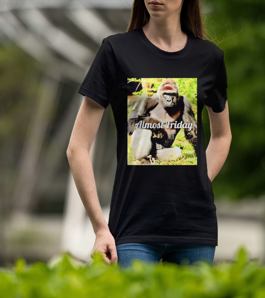 Almost Friday Gorilla Relaxing In Nature T-Shirt