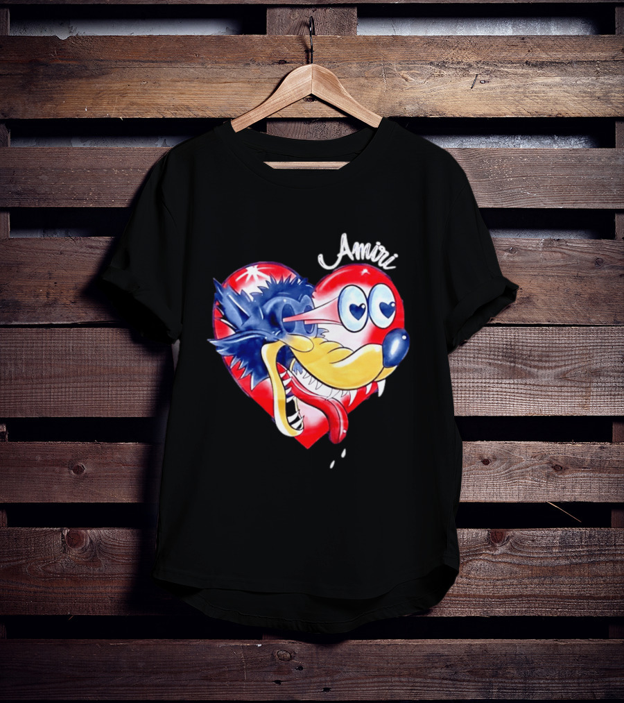 Heart Wolf Amiri Iconic Pop Art Style Fusion T-Shirt