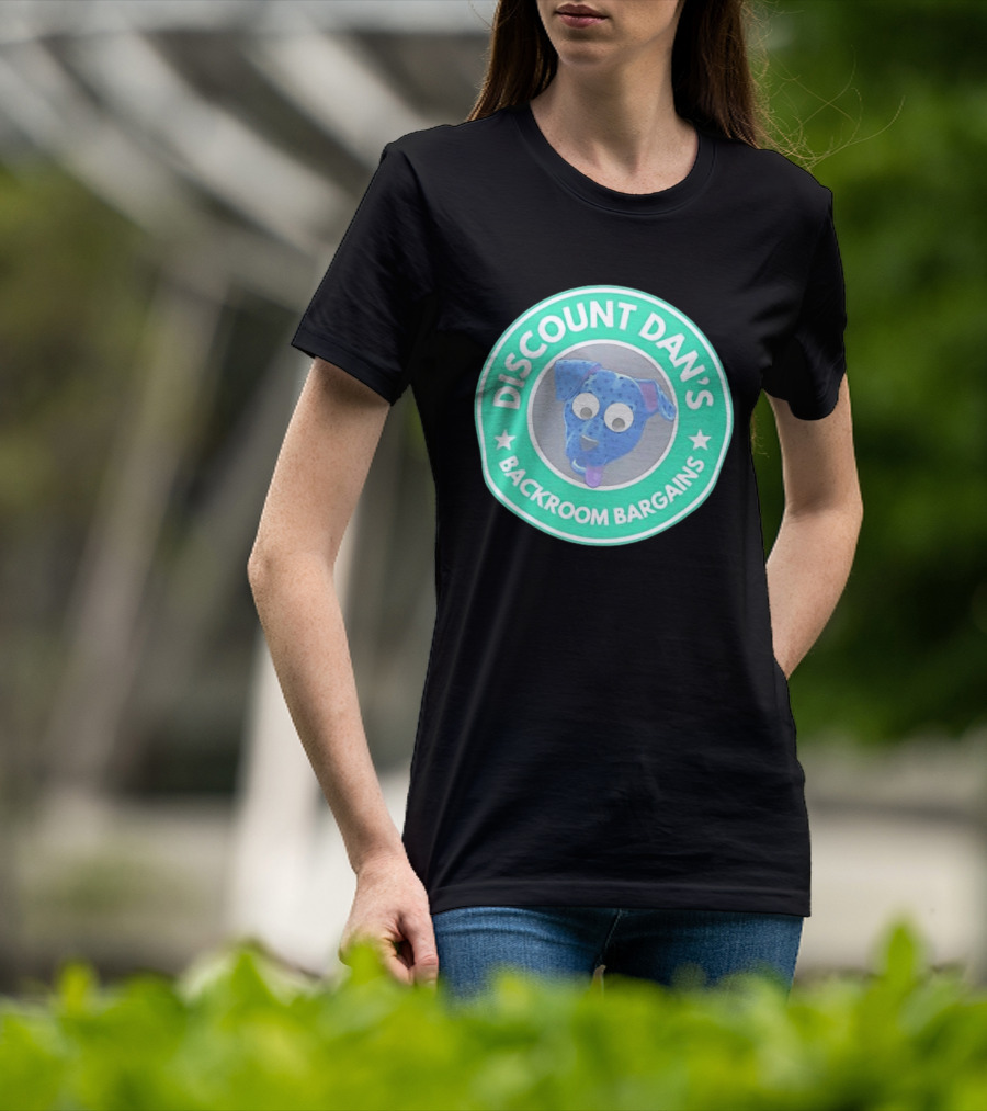 Discount Dan's Backroom Bargains Dog Face Circular T-Shirt