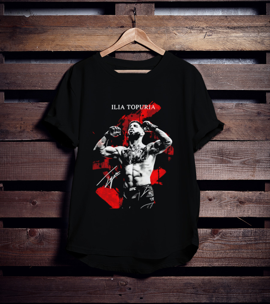 Ilia Topuria UFC Fighter Bold Red Abstract T-Shirt