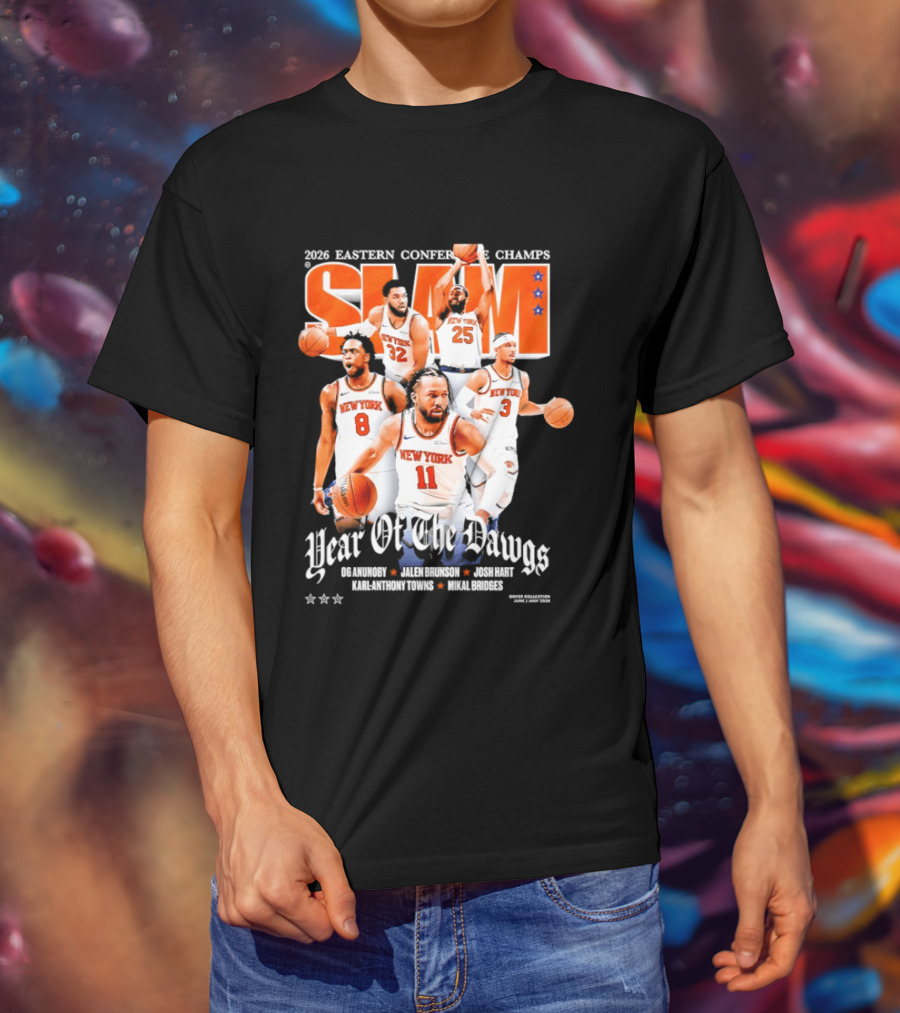 2023 Eastern Conference Champs New York Knicks SLAM Year Of The Dawgs Jalen Brunson Josh Hart Karl Anthony Towns T-Shirt