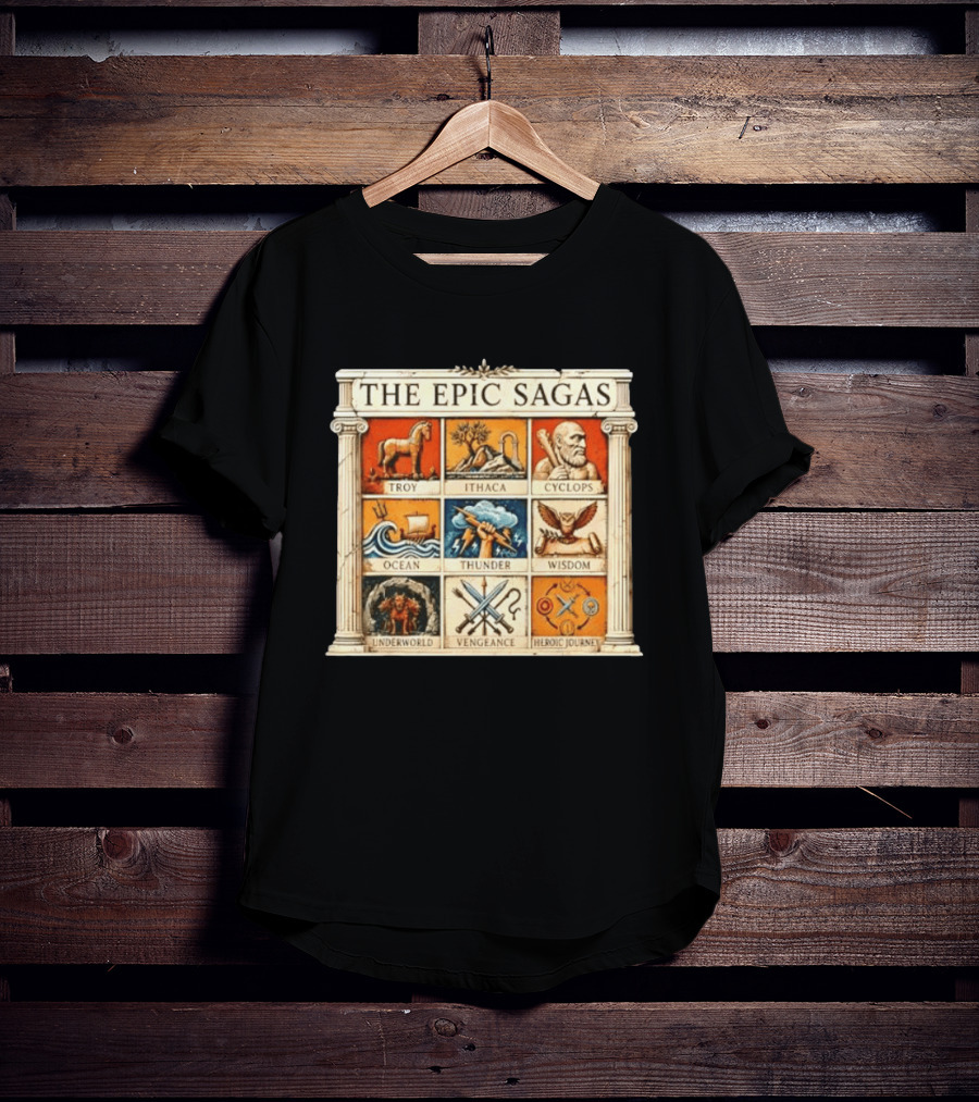 The Epic Sagas Odysseus Trojan War Ocean Thunder Underworld Cyclops Vengeance Heroic Journey T-Shirt