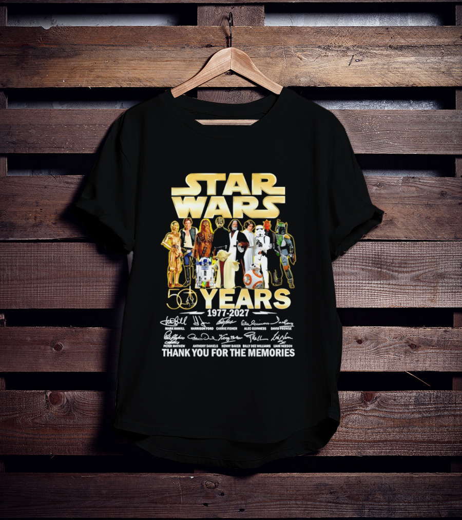 Star Wars 50 Years 1977 2027 Thank You For The Memories With Iconic Signatures T-Shirt