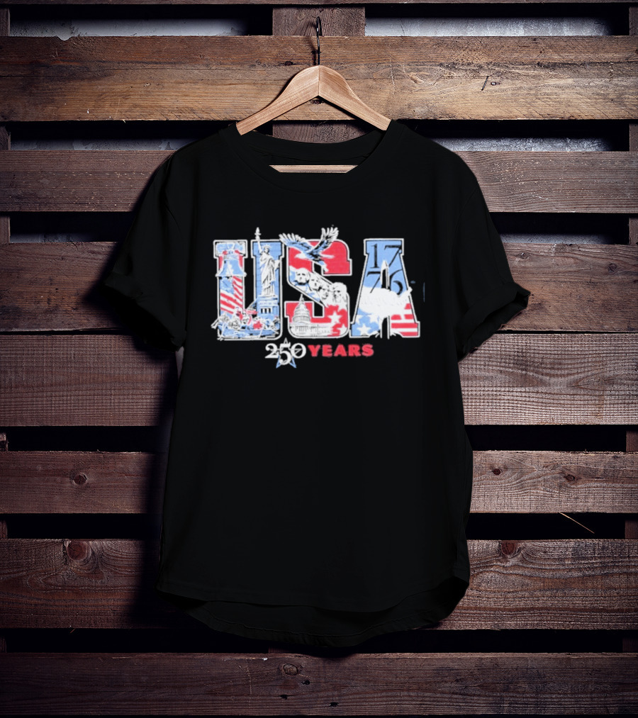 USA 250 Years 1776 2026 American Flag Liberty Eagle T-Shirt