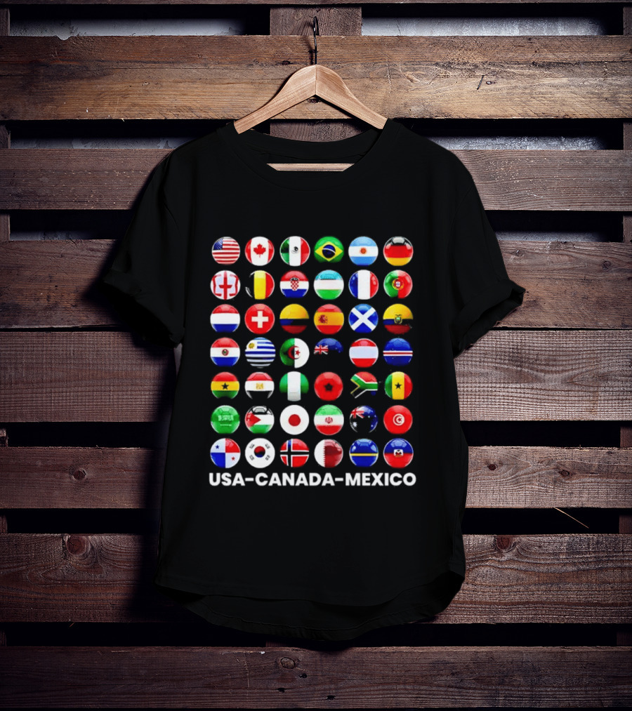 USA Canada Mexico Soccer Tournament All Country Flags United Nations Football Nations T-Shirt