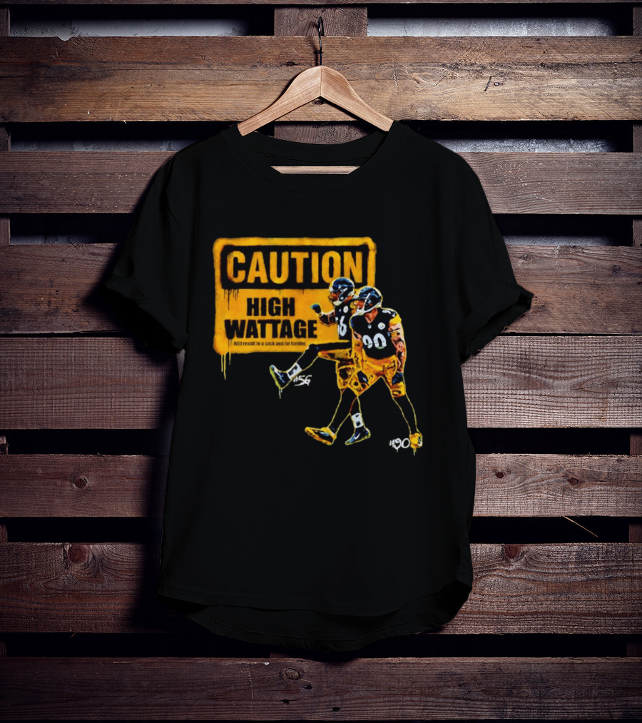 Caution High Wattage Alex Highsmith TJ Watt Pittsburgh Steelers Sack T-Shirt