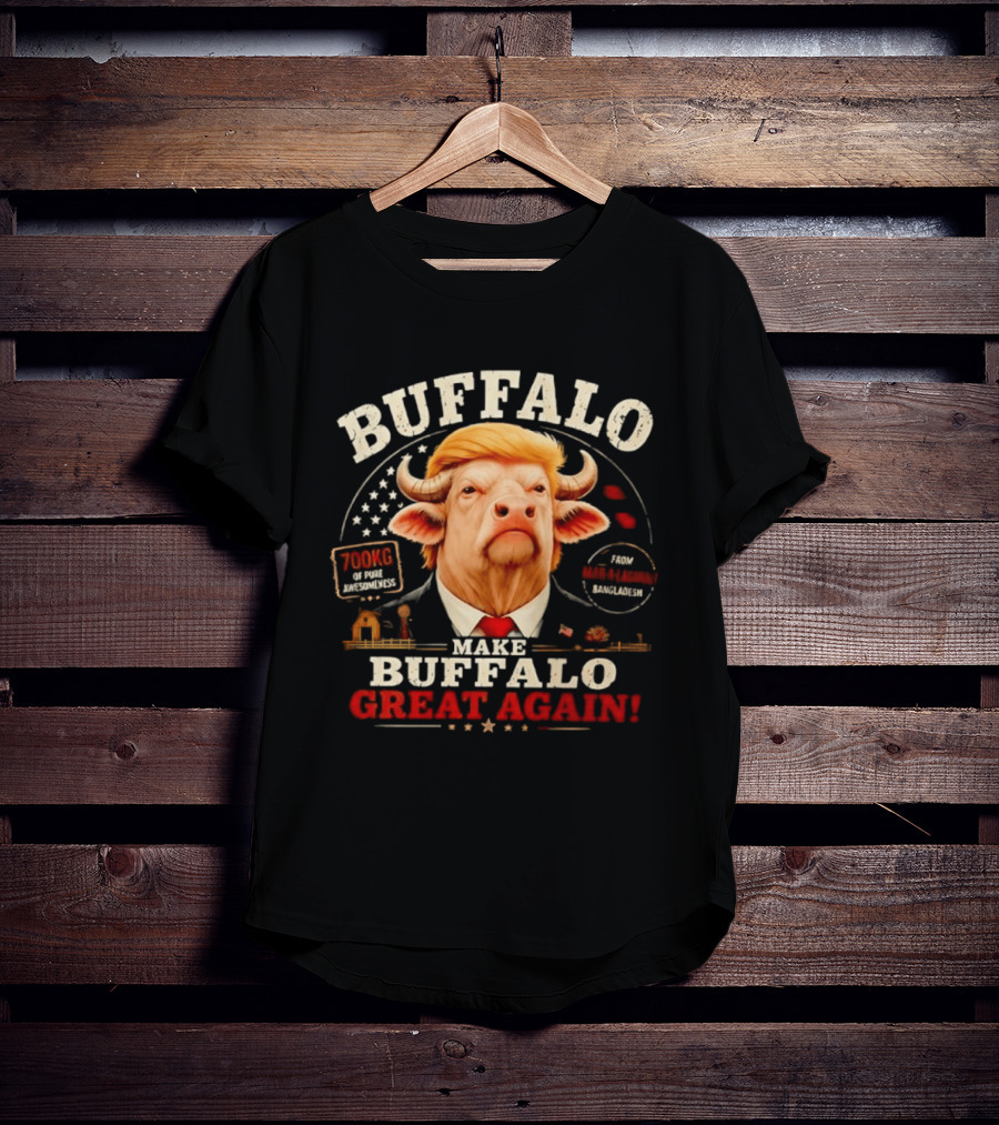 Buffalo Make Buffalo Great Again Funny Graphic With Trump Hair And Star T-Shirt