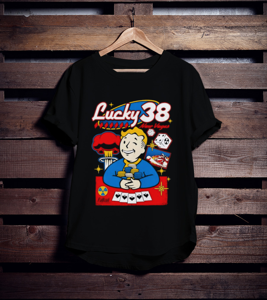 Lucky 38 New Vegas Vault Boy Poker Explosion T-Shirt