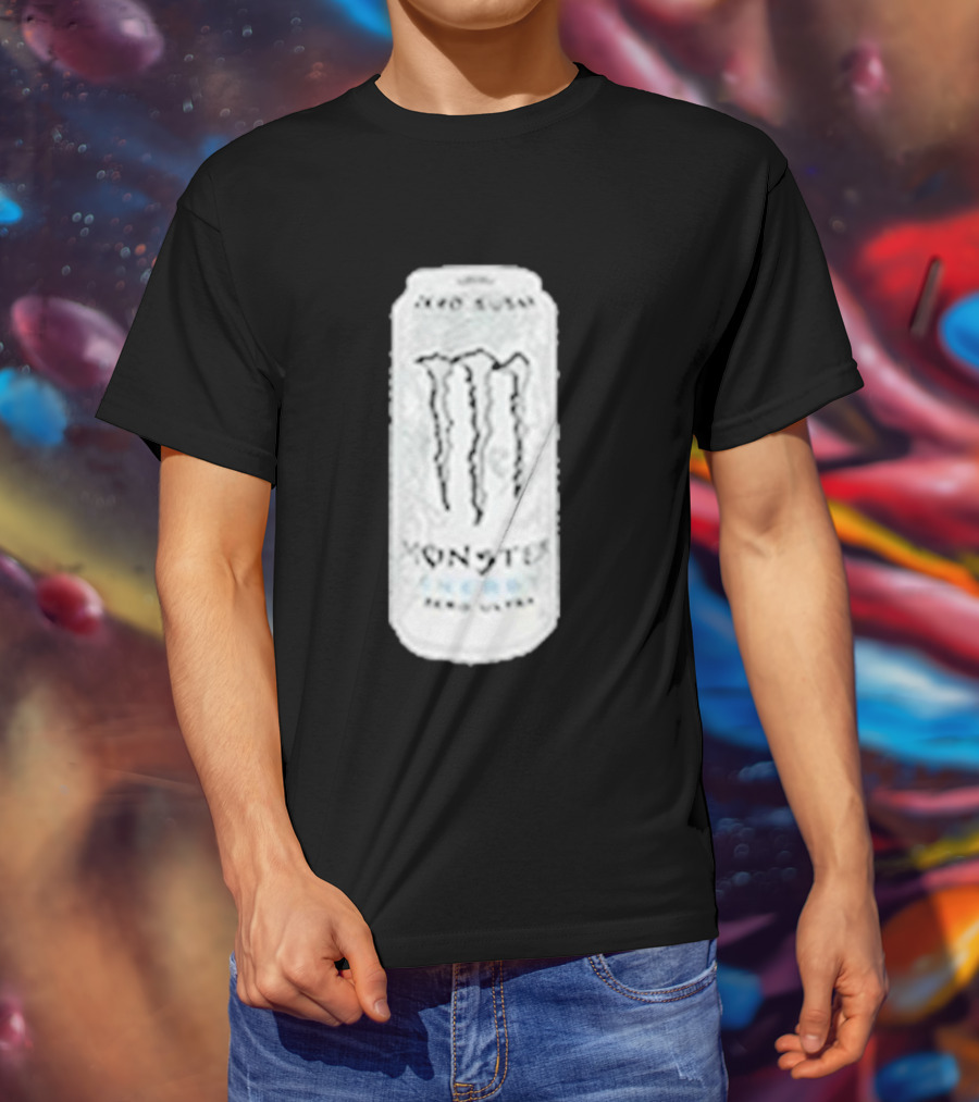 Monster Energy Zero Sugar White Can Patch T-Shirt