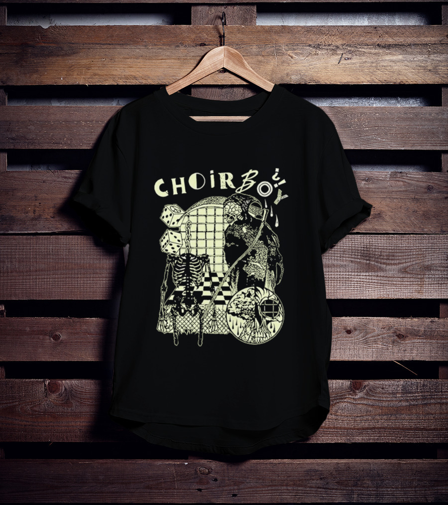 Choir Boy Reaper Skeleton Chessboard T-Shirt