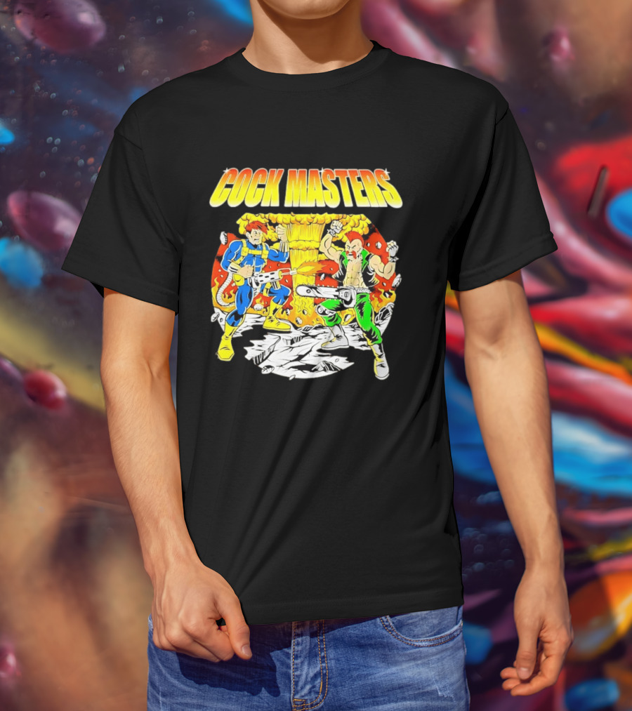 Cock Masters Cartoon Characters With Classic Action Pose T-Shirt