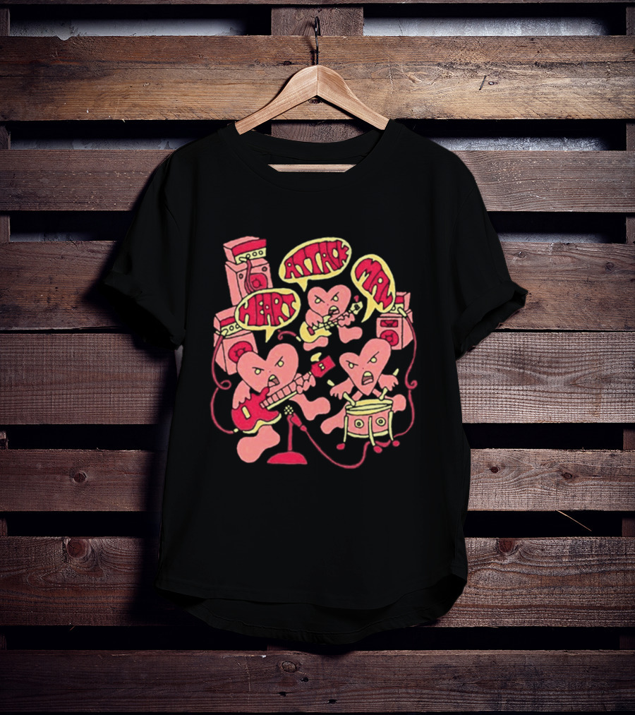 Heart Attack Man Band Of Hearts Playful Cartoon Musicians T-Shirt
