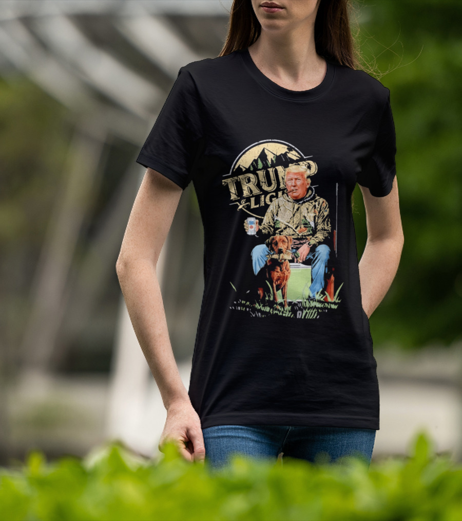 Trump Light Countryside Hunting With Dog And Beer T-Shirt