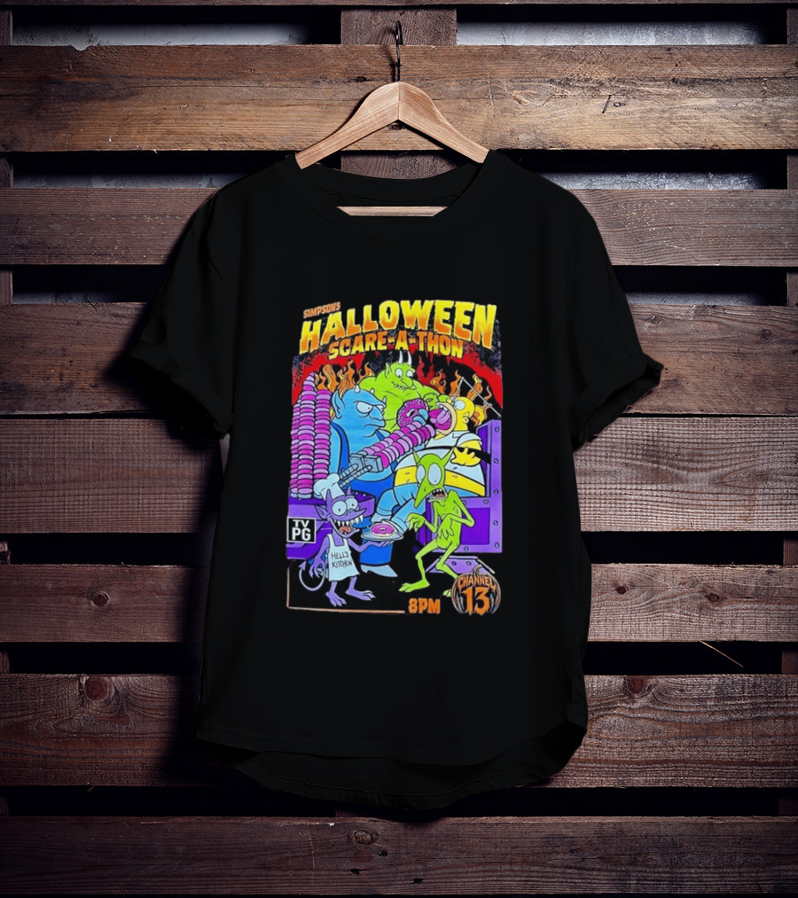 Simpsons Halloween Scare A Thon TV PG 8PM Channel 13 Hell's Kitchen Monsters And Aliens T-Shirt