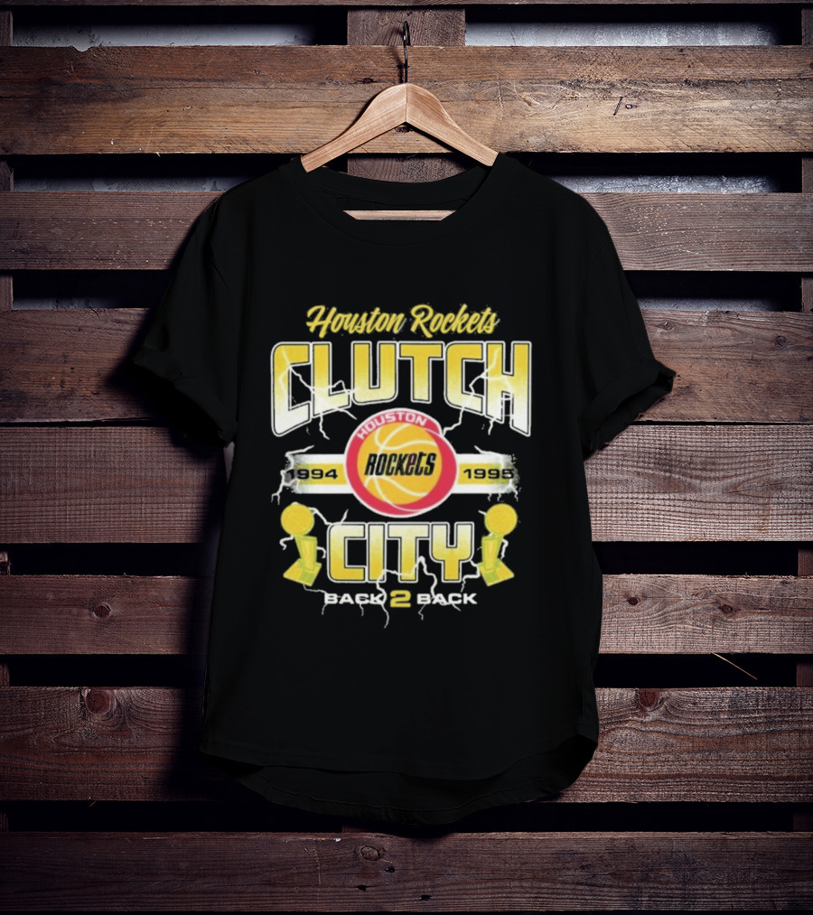 Houston Rockets Clutch City Back 2 Back 1994 1995 NBA Champs T-Shirt