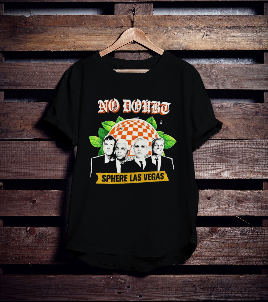 No Doubt Sphere Las Vegas Checkered Umbrella Band Members And Leaves T-Shirt