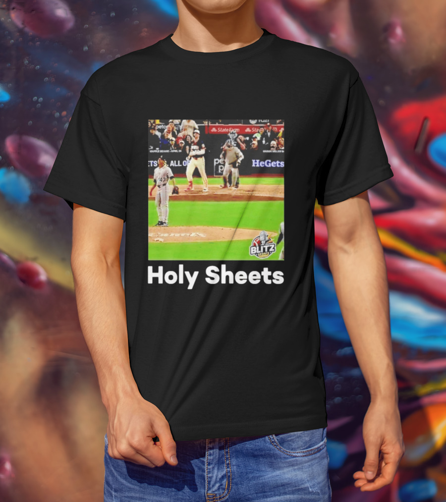 Padres Blitz Baseball Holy Sheets Petco Park T-Shirt