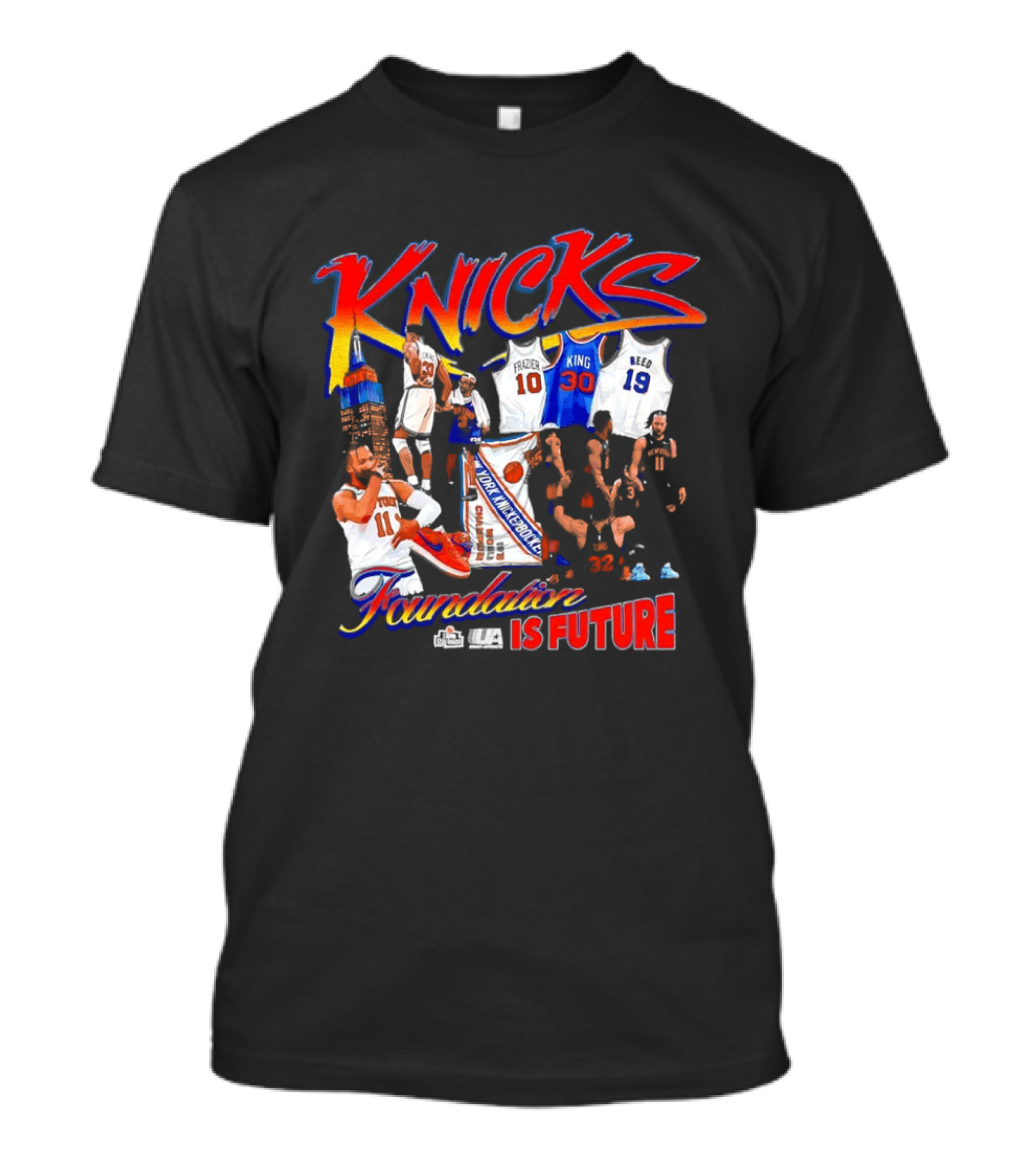 Knicks Foundation Is Future Jalen Brunson Patrick Ewing Frazier King Reed NBA T-Shirt