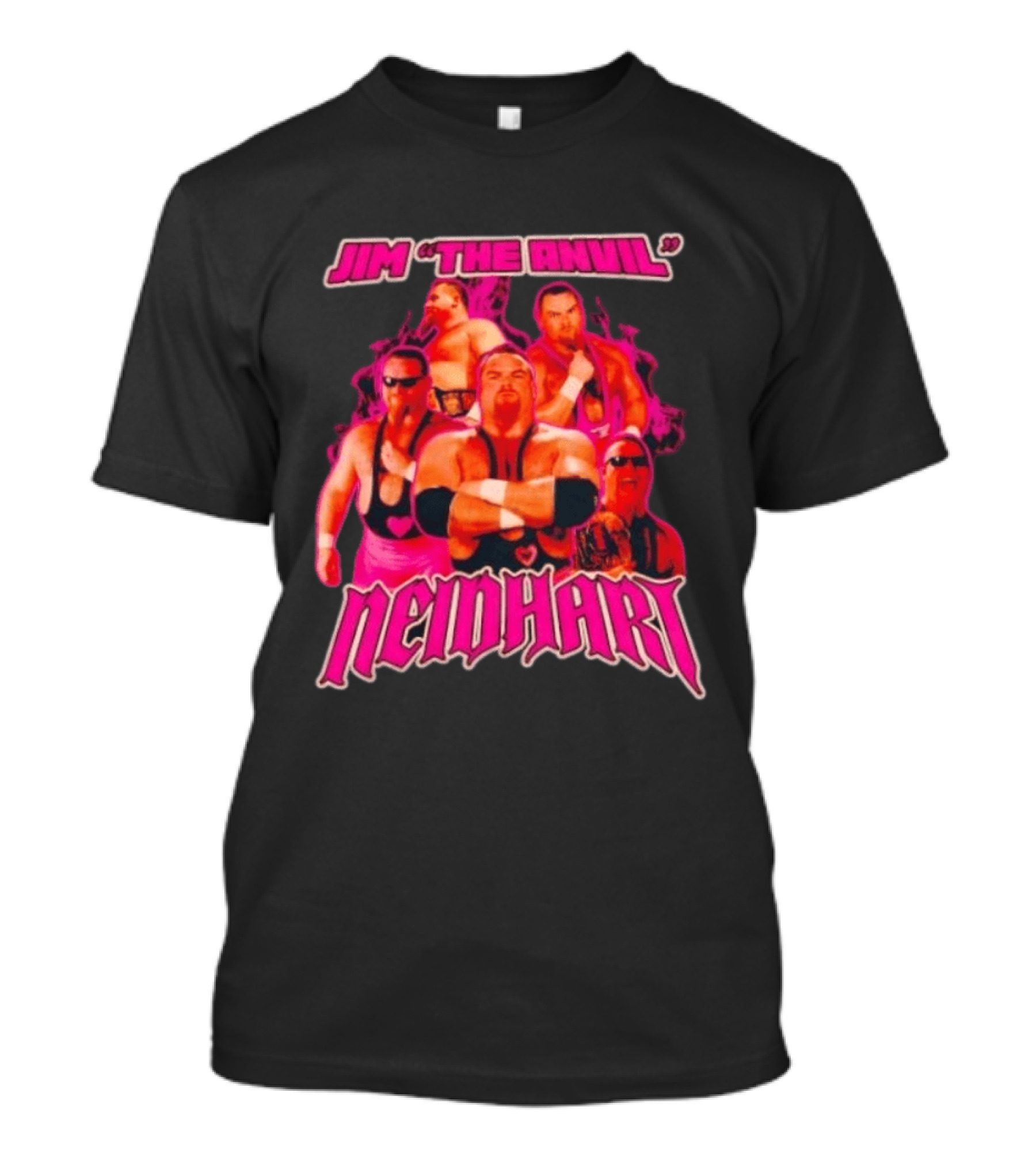 Jim Neidhart The Anvil Wrestler Pink Collage Neidhart T-Shirt