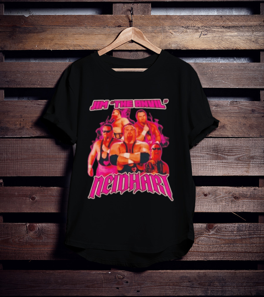 Jim Neidhart The Anvil Wrestler Pink Collage Neidhart T-Shirt