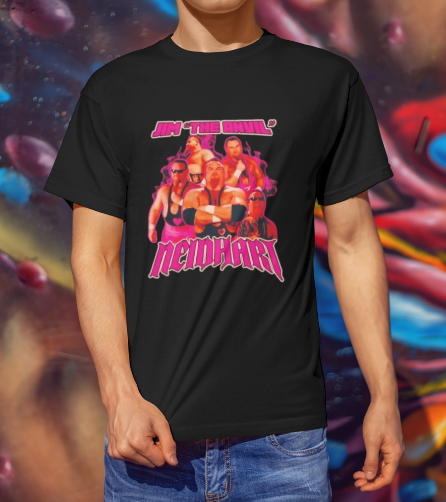 Jim Neidhart The Anvil Wrestler Pink Collage Neidhart T-Shirt