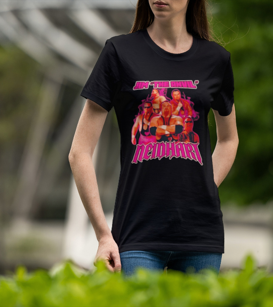 Jim Neidhart The Anvil Wrestler Pink Collage Neidhart T-Shirt