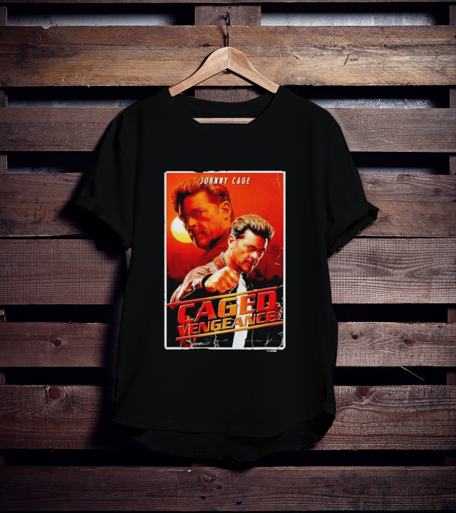 Johnny Cage Caged Vengeance Retro Action Movie T-Shirt