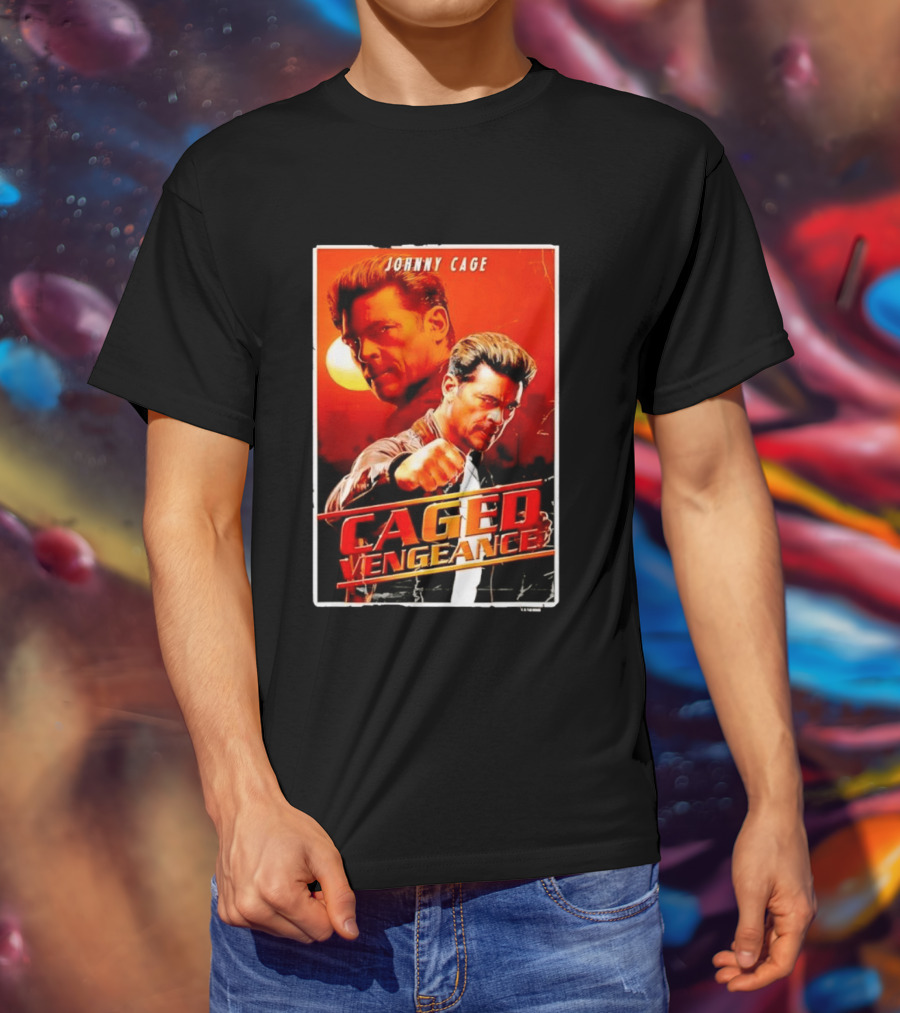 Johnny Cage Caged Vengeance Retro Action Movie T-Shirt