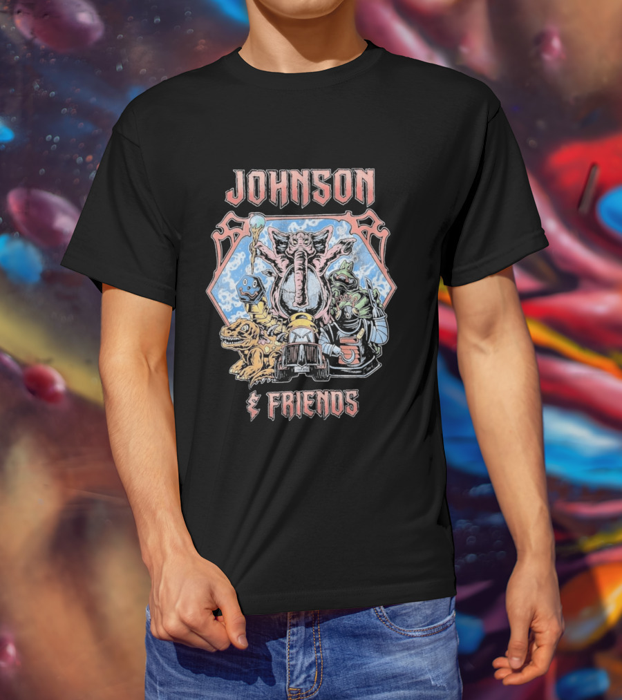 Johnson And Friends Elephant Dinosaur Robot Cartoon T-Shirt