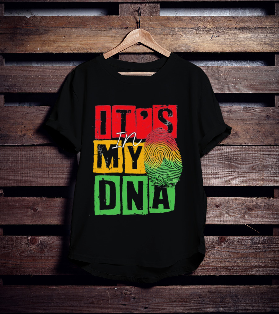 Juneteenth Black Queen It's In My DNA Fingerprint Red Yellow Green T-Shirt
