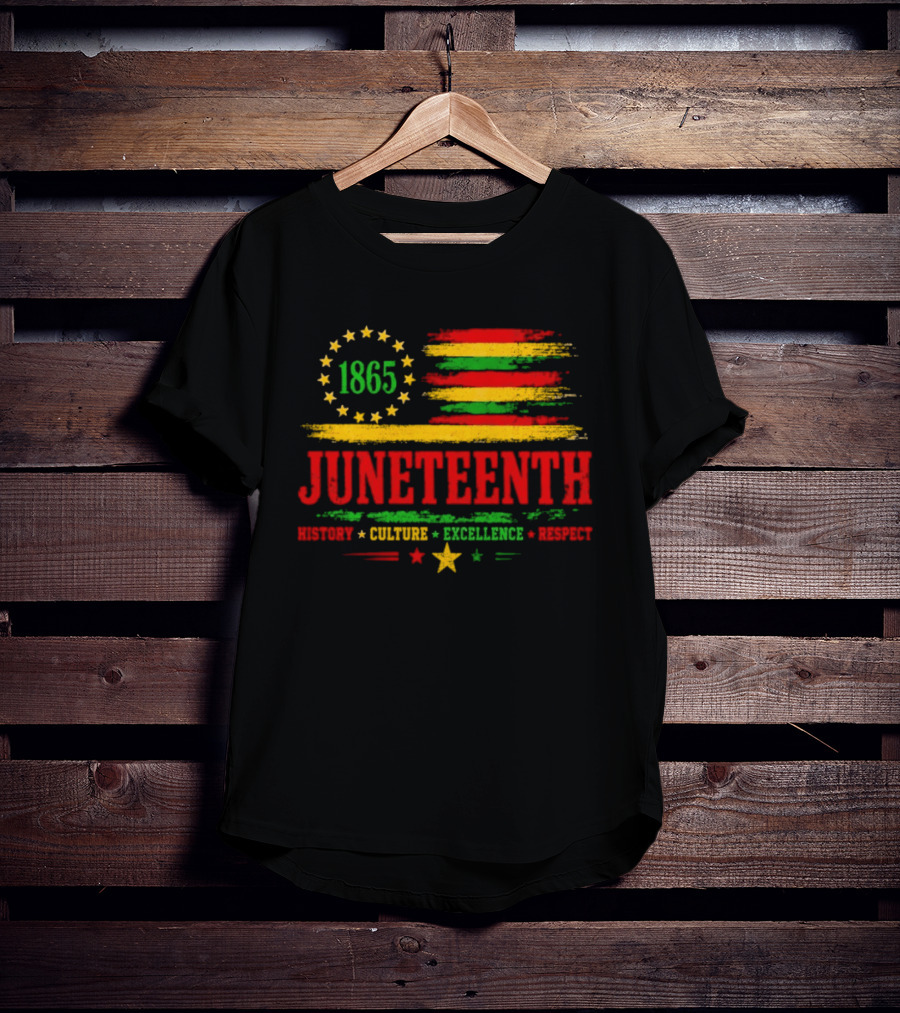 Juneteenth 1865 Flag History Culture Excellence Respect T-Shirt