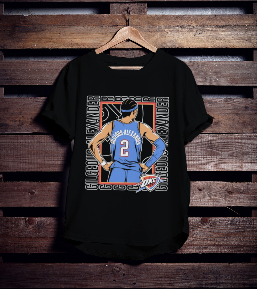 Shai Gilgeous Alexander Oklahoma City Thunder Number 2 Player Pose Repeat T-Shirt