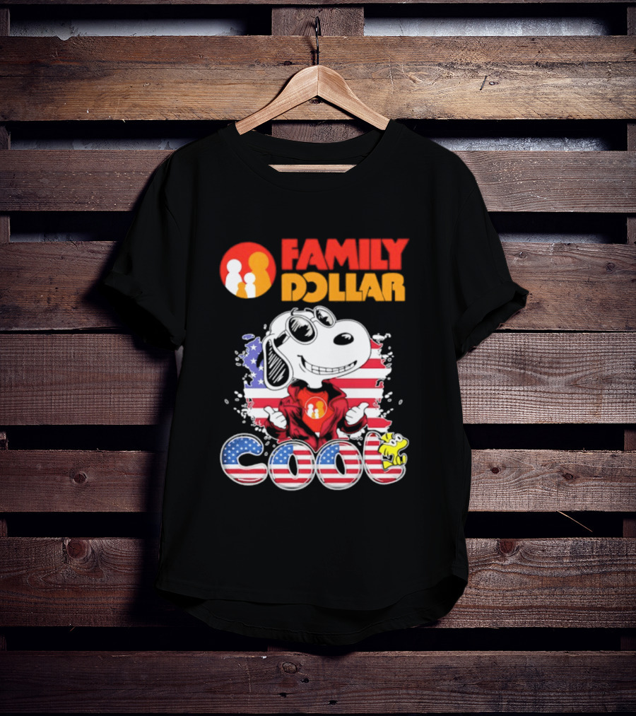 Family Dollar Snoopy I Love Cool Woodstock American Flag T-Shirt
