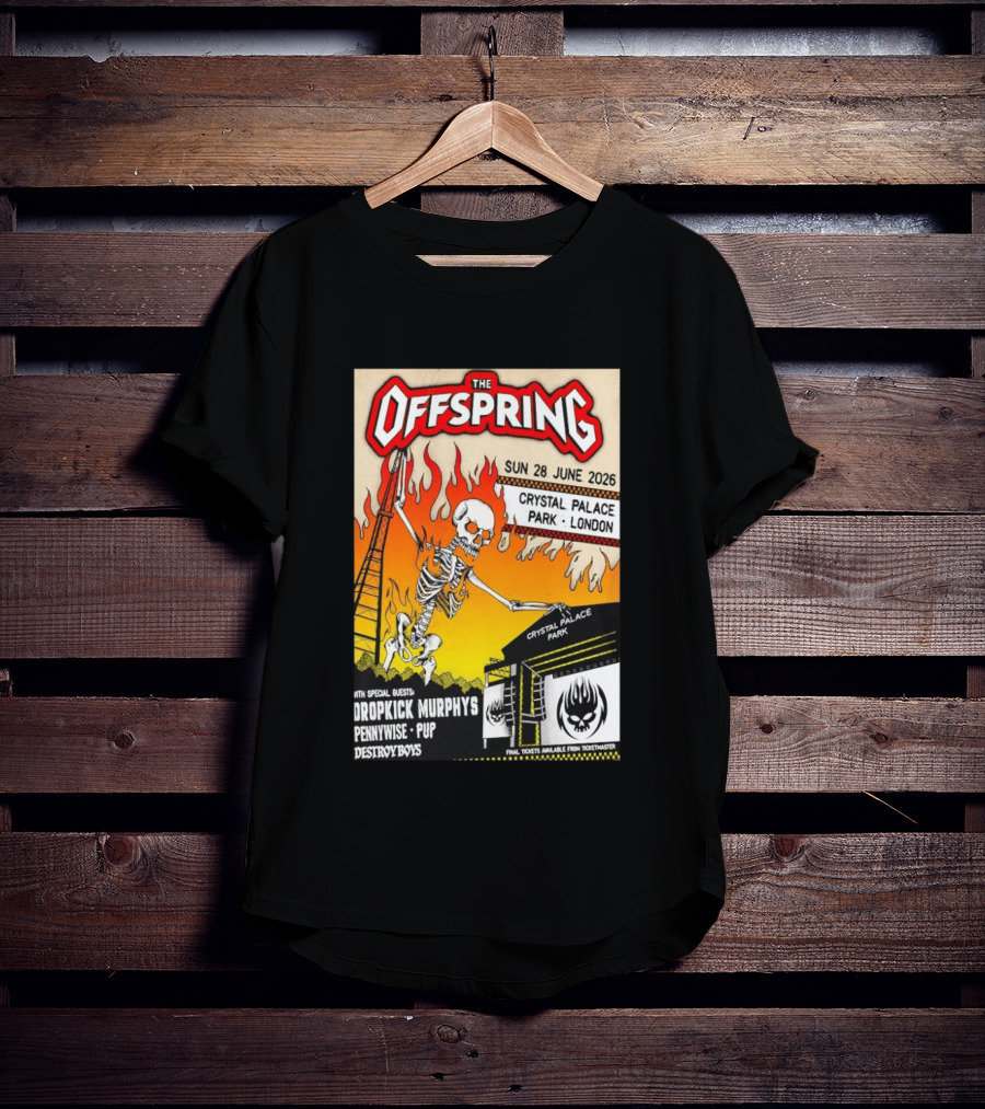 The Offspring Concert June 28 2026 Crystal Palace Park London Dropkick Murphys Pennywise Pup Destroy Boys T-Shirt
