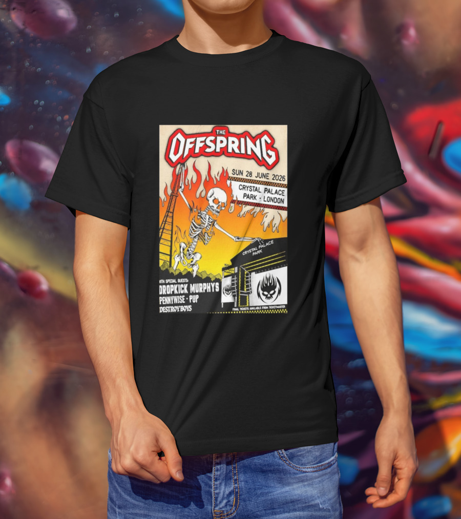The Offspring Concert June 28 2026 Crystal Palace Park London Dropkick Murphys Pennywise Pup Destroy Boys T-Shirt