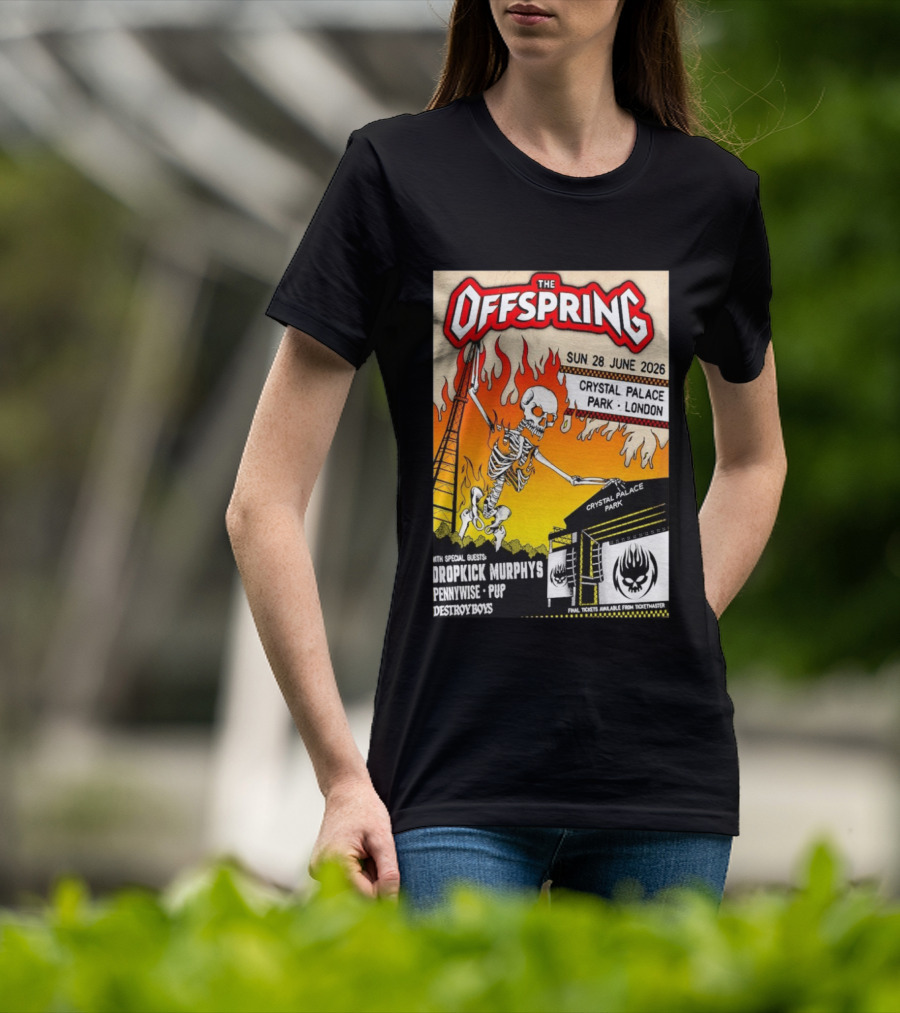 The Offspring Concert June 28 2026 Crystal Palace Park London Dropkick Murphys Pennywise Pup Destroy Boys T-Shirt