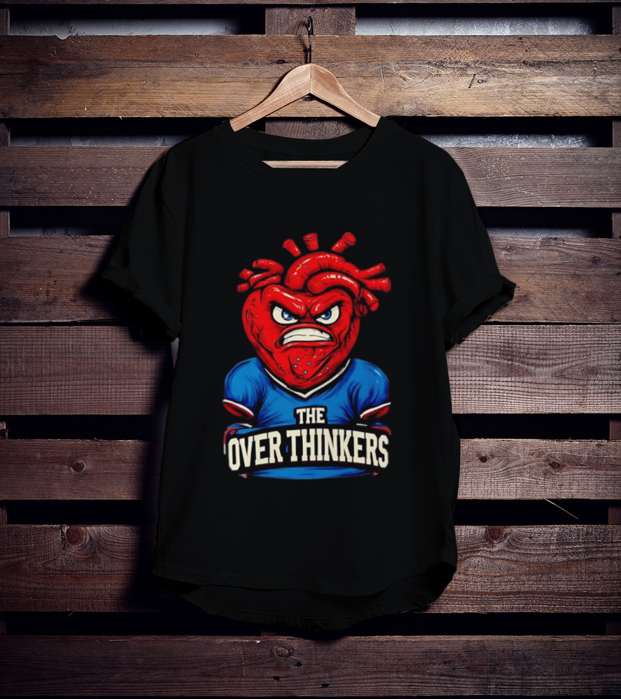 The Overthinkers Varsity Angry Heart Bold Red Blue T-Shirt