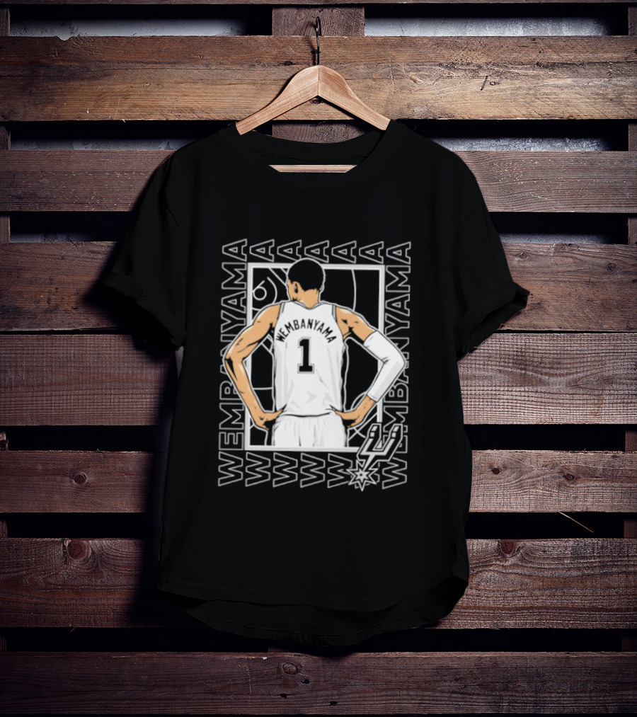 Wembanyama Spurs Number 1 Pose San Antonio Repeated Name T-Shirt