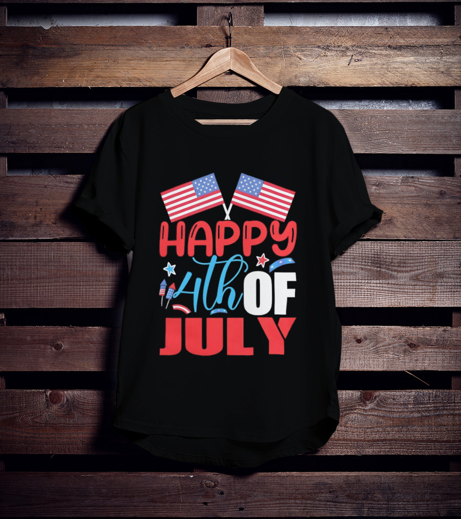 American Independence Day Happy 4th Of July USA Flags Celebration T-Shirt