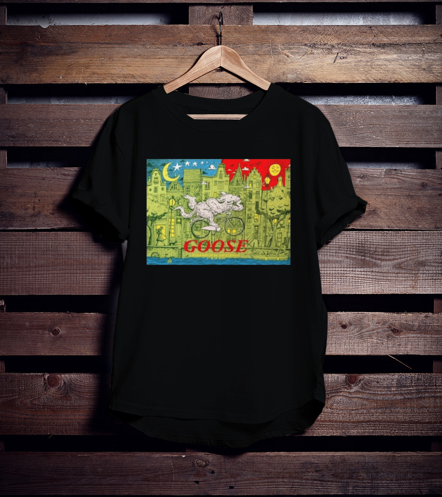 Goose Amsterdam Netherlands 2026 Melkweg Max 27 28 May Gig Bicycle Moon Sun Wolf Houses T-Shirt