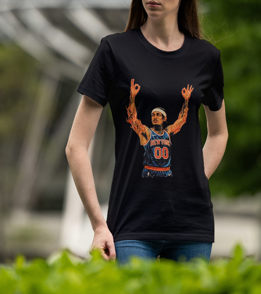 Jordan Clarkson New York Knicks Flaming Arms Basketball Game 1 2026 T-Shirt