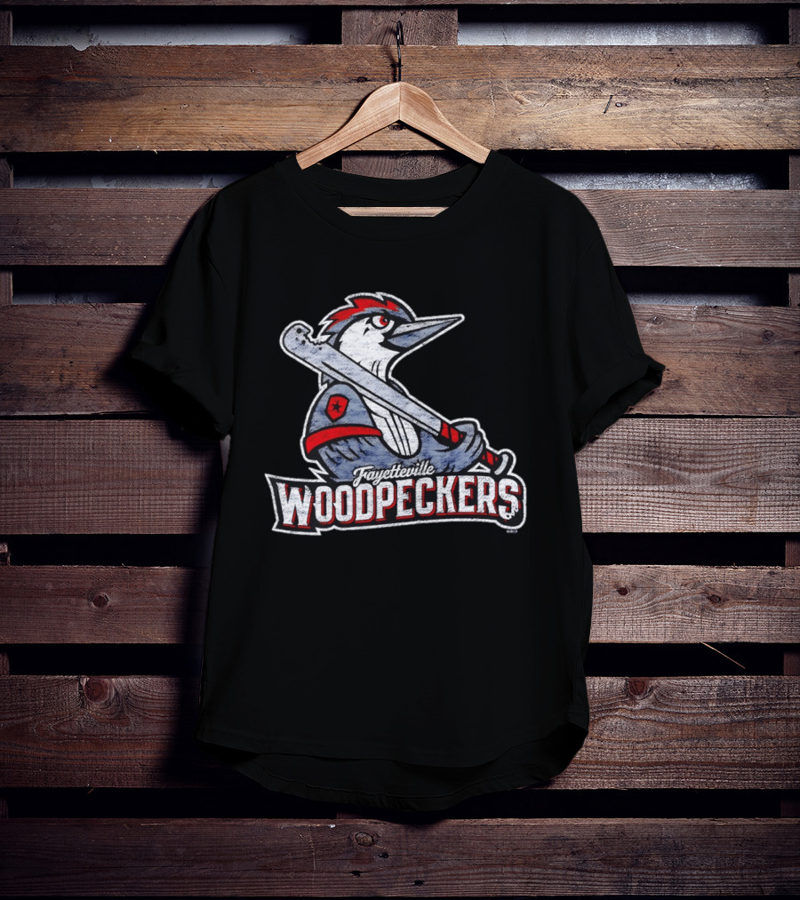 Fayetteville Woodpeckers Baseball Team Mascot Bat MLB T-Shirt