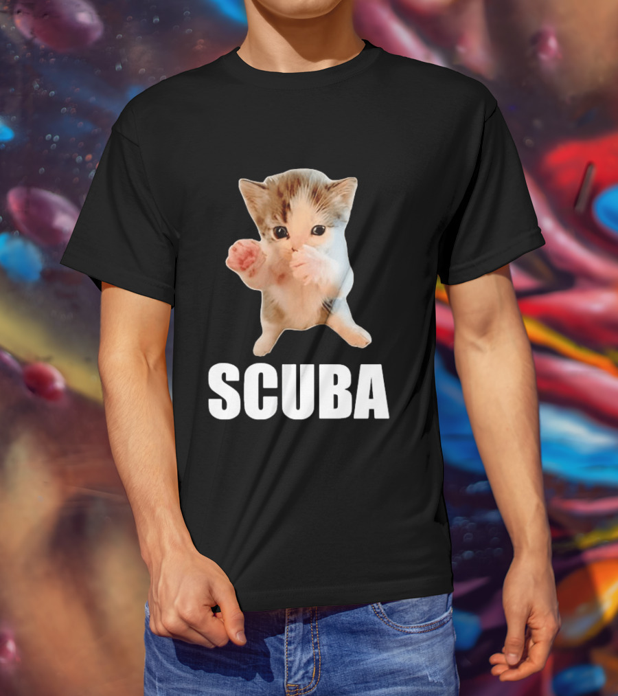 Kitten Cat Feline Pet Animal Martial Arts Scuba Meme Warrior Defender T-Shirt