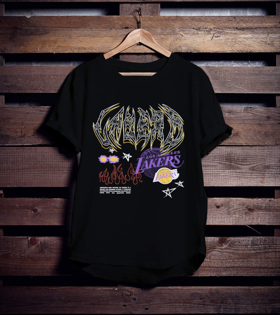 Los Angeles Lakers Unstoppable Spirit Essence Resilient Energy Dynamic Flames Stars Purple Vibes T-Shirt